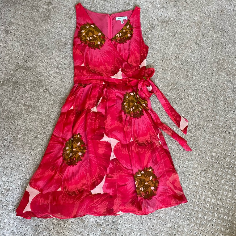Anthropologie Floral Silk Chiffon Dress